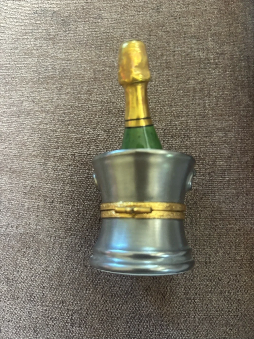 Vintage Champagne Bottle Limoges Trinket Box- 3